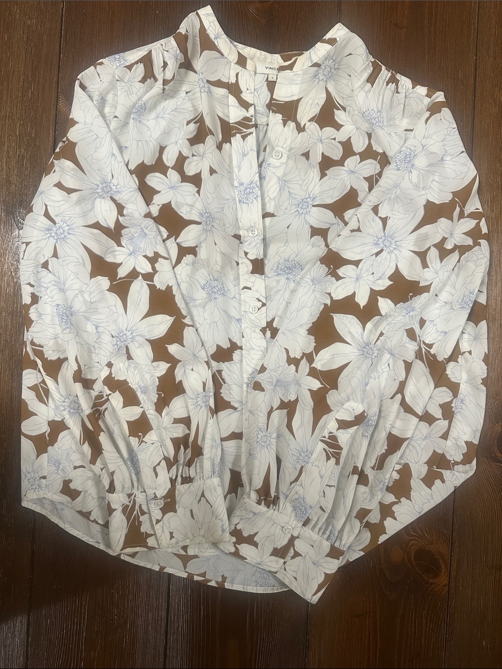 Vince Tropical Blooms Button Front Blouse